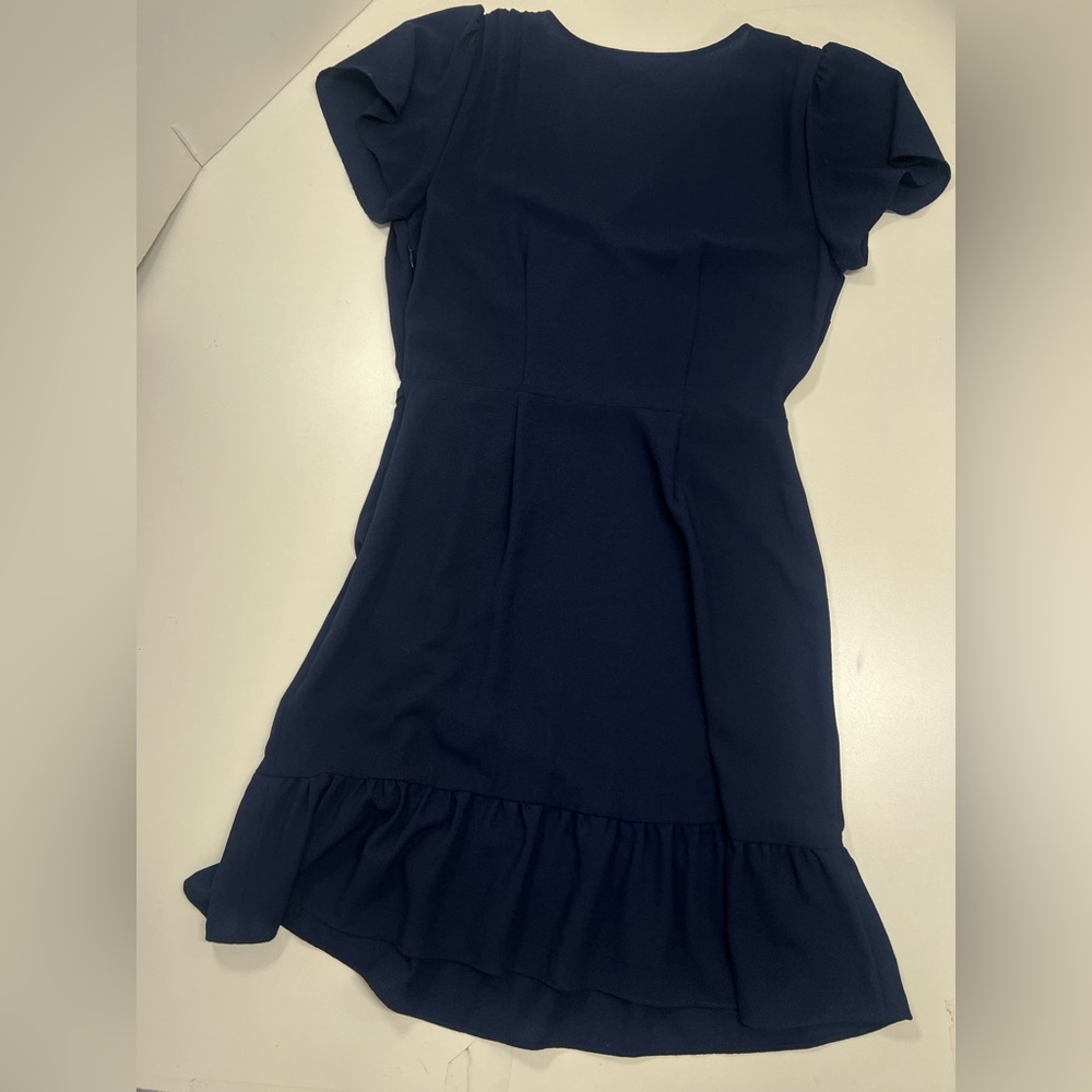 1.STATE Ruched Faux Wrap Dress Navy Blue Size Medium NEW - Picture 5 of 13